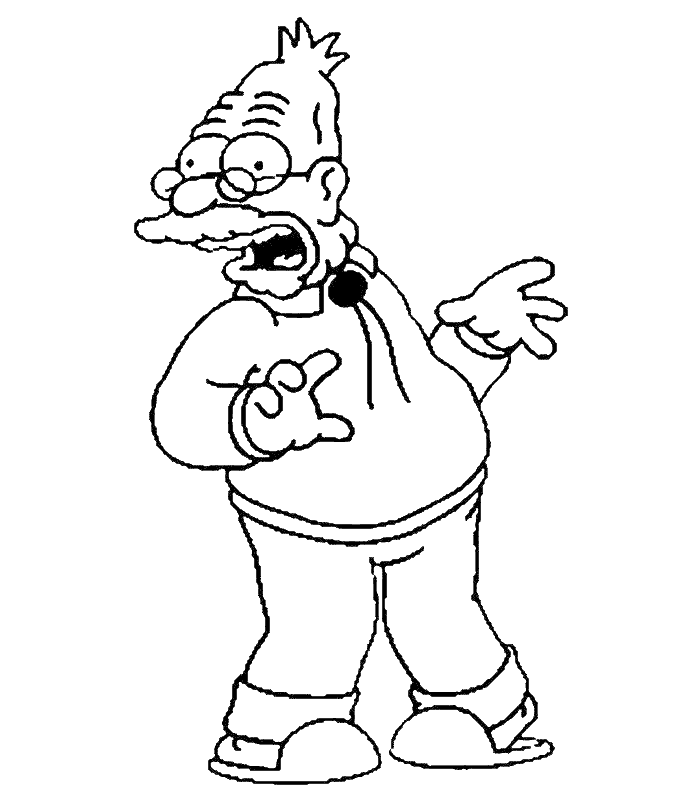 coloriage grand pere simpson